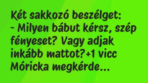 Vicc: Két sakkozó beszélget:

– Milyen bábut kérsz, szép fényeset? Vagy…