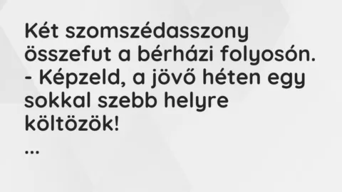 Vicc: Két szomszédasszony összefut a bérházi folyosón…
