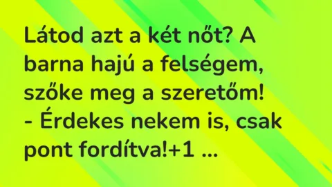 Vicc: Látod azt a két nőt? A barna hajú a felségem, szőke meg a…