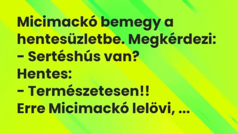 Vicc: Micimackó bemegy a hentesüzletbe. Megkérdezi…