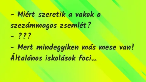Vicc: Miért szeretik a vakok a szezámmagos zsemlét? Vicc: Miért szeretik a vakok a szezámmagos zsemlét?