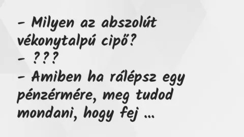 Vicc: – Milyen az abszolút vékonytalpú cipő?

– ???

– Amiben ha…