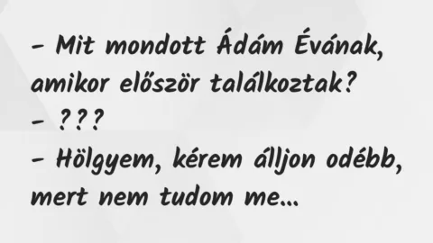 Vicc: Mit mondott Ádám Évának, amikor először találkoztak?
