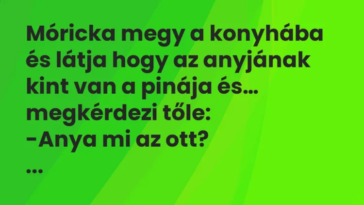 Vicc: Móricka megy a konyhába és látja hogy az anyjának kint van a pinája… Vicc: Móricka megy a konyhába és látja hogy az anyjának kint van a pinája…