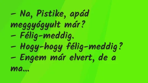 Vicc: Na, Pistike, apád meggyógyult már?