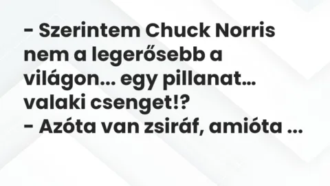 Vicc: Szerintem Chuck Norris nem a legerősebb a világon… egy pillanat…