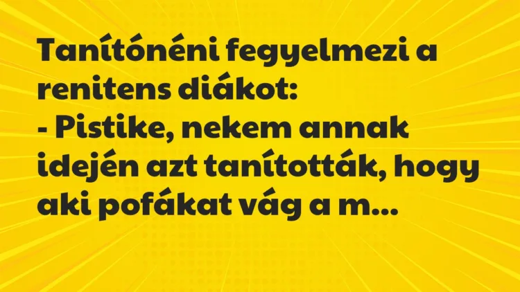Vicc: Tanítónéni fegyelmezi a renitens diákot… Vicc: Tanítónéni fegyelmezi a renitens diákot…