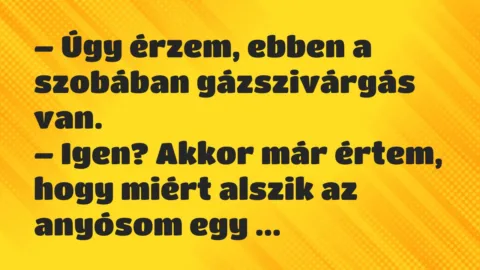 Vicc: Úgy érzem, ebben a szobában gázszivárgás van…