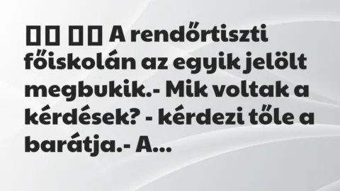 Viccek: 
		  
		  A rendőrtiszti főiskolán az egyik jelölt…
