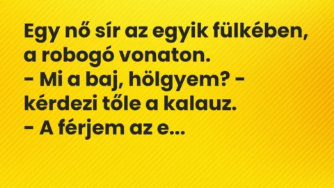 Viccek: Egy nő sír az egyik fülkében, a robogó vonaton…