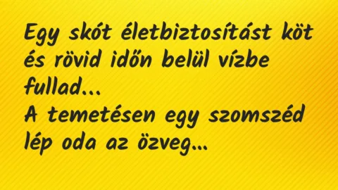 Viccek: Egy skót életbiztosítást köt és rövid időn belül vízbe fullad…