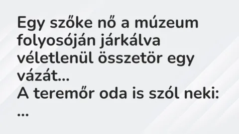 Viccek: Egy szőke nő a múzeum folyosóján járkálva véletlenül összetör…