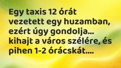 Viccek: Egy taxis 12 órát vezetett egy huzamban, ezért úgy gondolja…