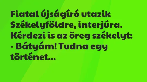 Viccek: Fiatal újságíró utazik Székelyföldre, interjúra. Kérdezi is az öreg…