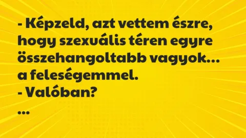 Viccek: Képzeld, azt vettem észre, hogy szexuális téren egyre összehangoltabb…