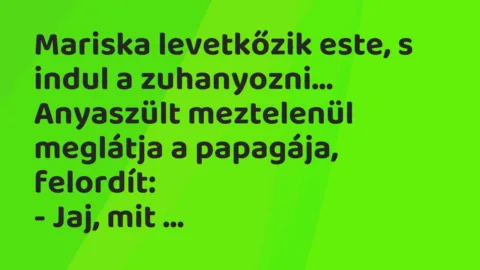 Viccek: Mariska levetkőzik este, s indul a zuhanyozni. Anyaszült meztelenül…