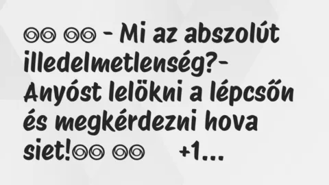 Viccek: 
		  
		  – Mi az abszolút illedelmetlenség?- Anyóst…