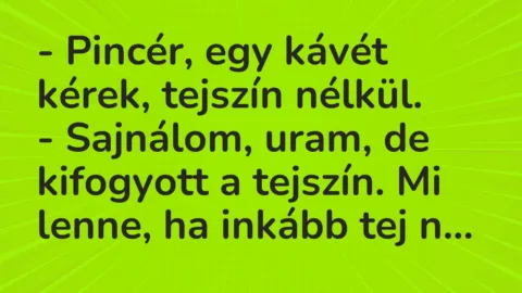 Viccek: Pincér, egy kávét kérek, tejszín nélkül…