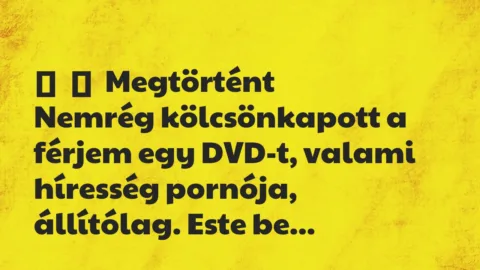 Vicces történet: 
	    	    Megtörtént


Nemrég kölcsönkapott a férjem egy DVD-t,…