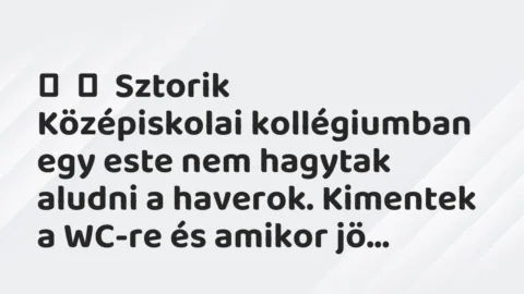 Vicces történet: 
	    	    Sztorik


Középiskolai kollégiumban egy este nem…