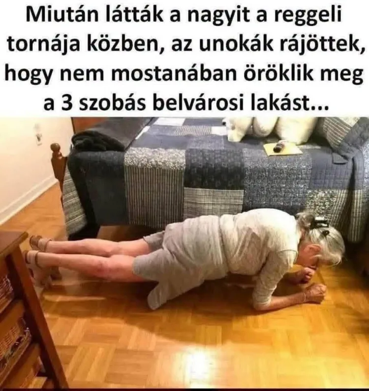 Miután látták a nagyit a reggeli tornája közben... Miután látták a nagyit a reggeli tornája közben...