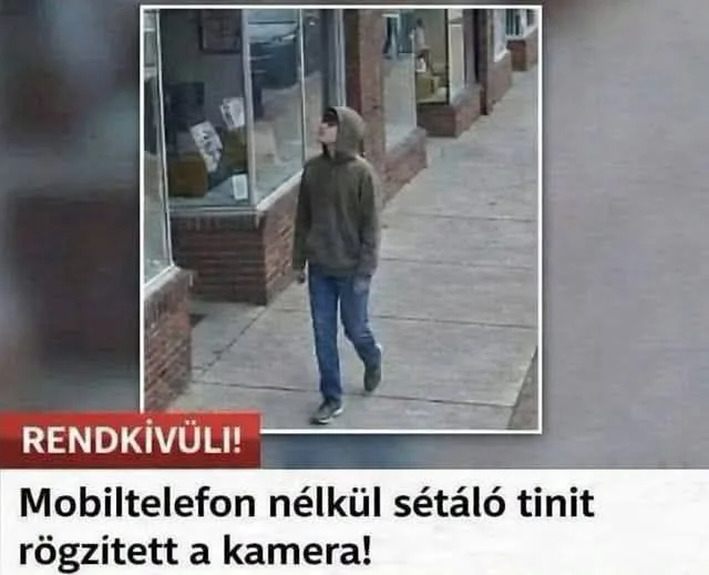 Mobilttelefon nélkül sétáló tini rögzített a kamera! Mobilttelefon nélkül sétáló tini rögzített a kamera!