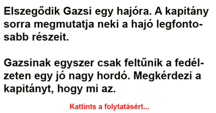 Vicc: Elszegődik Gazsi egy hajóra - Vicc: Elszegődik Gazsi egy hajóra –