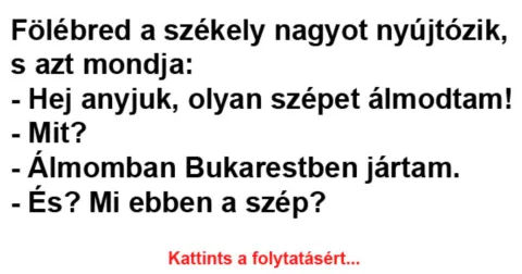 Vicc: Fölébred a székely nagyot nyújtózik, s azt mondja –