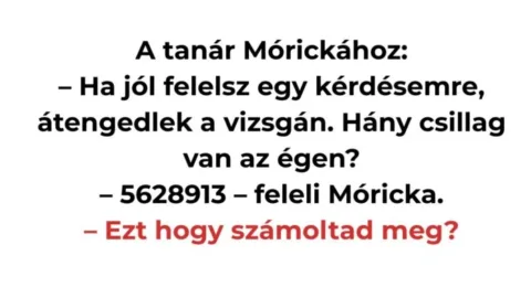 Vicc: Móricka vizsgázik
