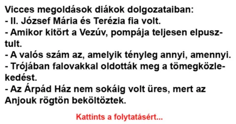 Vicc: Vicces megoldások diákok dolgozataiban –