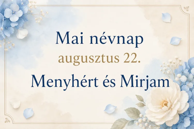 Mai névnap – augusztus 22.: Menyhért és Mirjam Mai névnap – augusztus 22.: Menyhért és Mirjam
