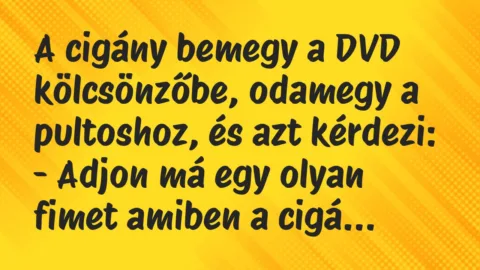 Vicc: A cigány bemegy a DVD kölcsönzőbe, odamegy a pultoshoz, és azt kérdezi…