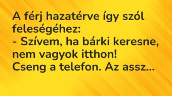 Vicc: A férj hazatérve így szól feleségéhez…