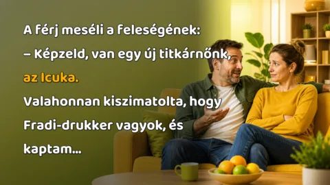 A férj meséli a feleségének: – Képzeld, van egy új titkárnőnk, az Icuka. Valahonnan kiszimatolta, hogy Fradi-drukker vagyok, és kaptam...