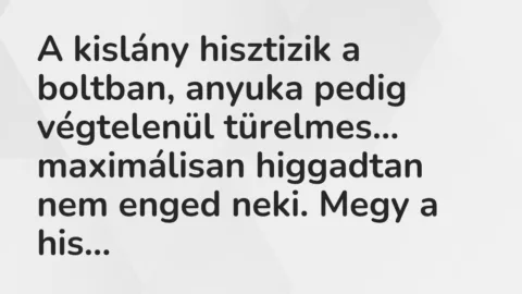 Vicc: A kislány hisztizik a boltban, anyuka pedig végtelenül türelmes…