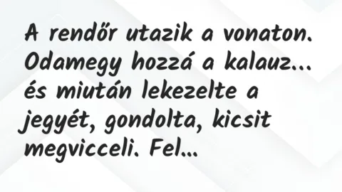 Vicc: A rendőr utazik a vonaton. Odamegy hozzá a kalauz, és miután lekezelte…