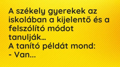 Vicc: A székely gyerekek az iskolában a kijelentő és a felszólító módot…