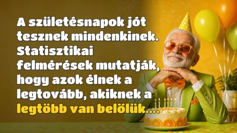 A születésnapok jót tesznek mindenkinek. Statisztikai felmérések mutatják, hogy azok élnek a legtovább, akiknek a legtöbb van belőlük....