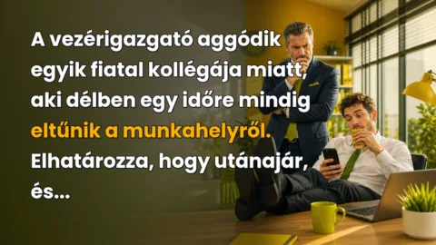 A vezérigazgató aggódik egyik fiatal kollégája miatt, aki délben egy időre mindig eltűnik a munkahelyről. Elhatározza, hogy utánajár, és...