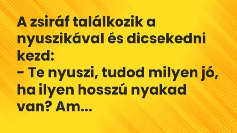 Vicc: A zsiráf találkozik a nyuszikával és dicsekedni kezd…