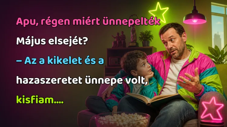 Vicc: Apu, régen miért ünnepelték Május elsejét? Apu, régen miért ünnepelték Május elsejét? – Az a kikelet és a hazaszeretet ünnepe volt, kisfiam....