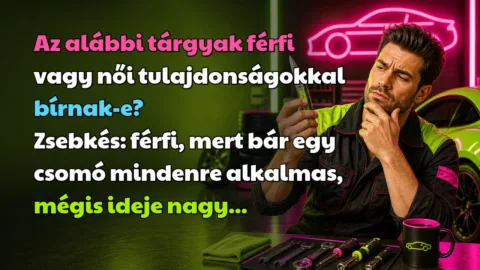 Az alábbi tárgyak férfi vagy női tulajdonságokkal bírnak-e? Zsebkés: férfi, mert bár egy csomó mindenre alkalmas, mégis ideje nagy...