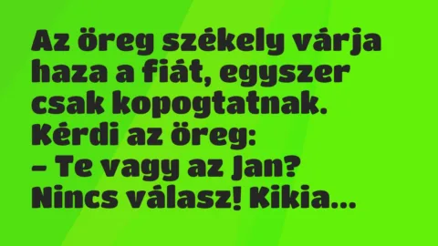 Vicc: Az öreg székely várja haza a fiát, egyszer csak kopogtatnak. Kérdi…