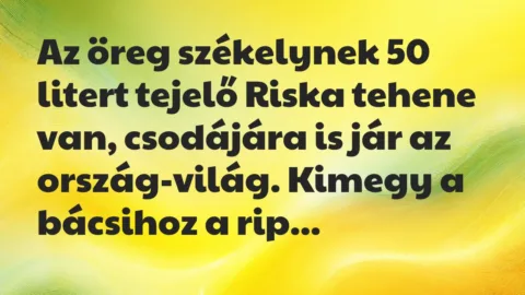 Vicc: Az öreg székelynek 50 litert tejelő Riska tehene van, csodájára is jár…