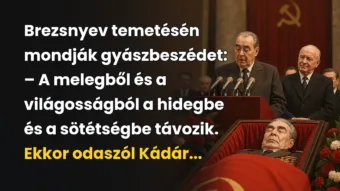 Vicc: Brezsnyev temetésén mondják gyászbeszédet... Brezsnyev temetésén mondják gyászbeszédet: – A melegből és a világosságból a hidegbe és a sötétségbe távozik. Ekkor odaszól Kádár...