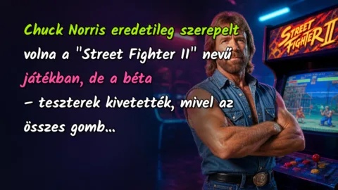Chuck Norris eredetileg szerepelt volna a "Street Fighter II" nevű játékban, de a béta – teszterek kivetették, mivel az összes gomb...