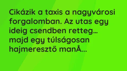 Vicc: Cikázik a taxis a nagyvárosi forgalomban. Az utas egy ideig csendben…
