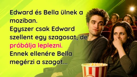 Edward és Bella ülnek a moziban. Egyszer csak Edward szellent egy szagosat, de próbálja leplezni. Ennek ellenére Bella megérzi a szagot...