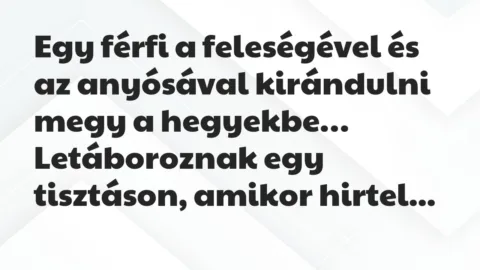 Vicc: Egy férfi a feleségével és az anyósával kirándulni megy a hegyekbe…