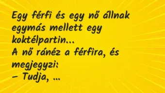 Vicc: Egy férfi és egy nő állnak egymás mellett egy koktélpartin…